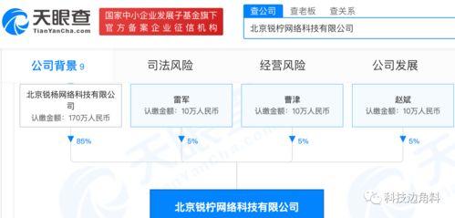 雷軍參股成立北京銳檸網絡科技公司，持股5%，布局信息系統集成服務